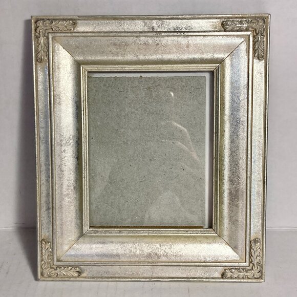 Vintage Art Deco Gold Tone Wood Leaf Picture Frame 4X5" Photo Distressed Finish - Picture 2 of 13